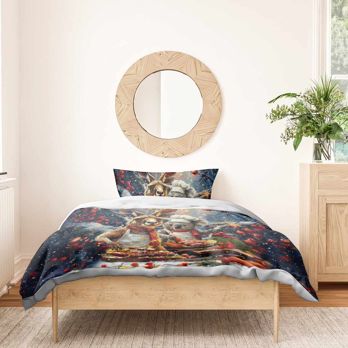 Aussie Christmas Kangaroo and Koala Bedding Set - Vibe Hoodie Shop