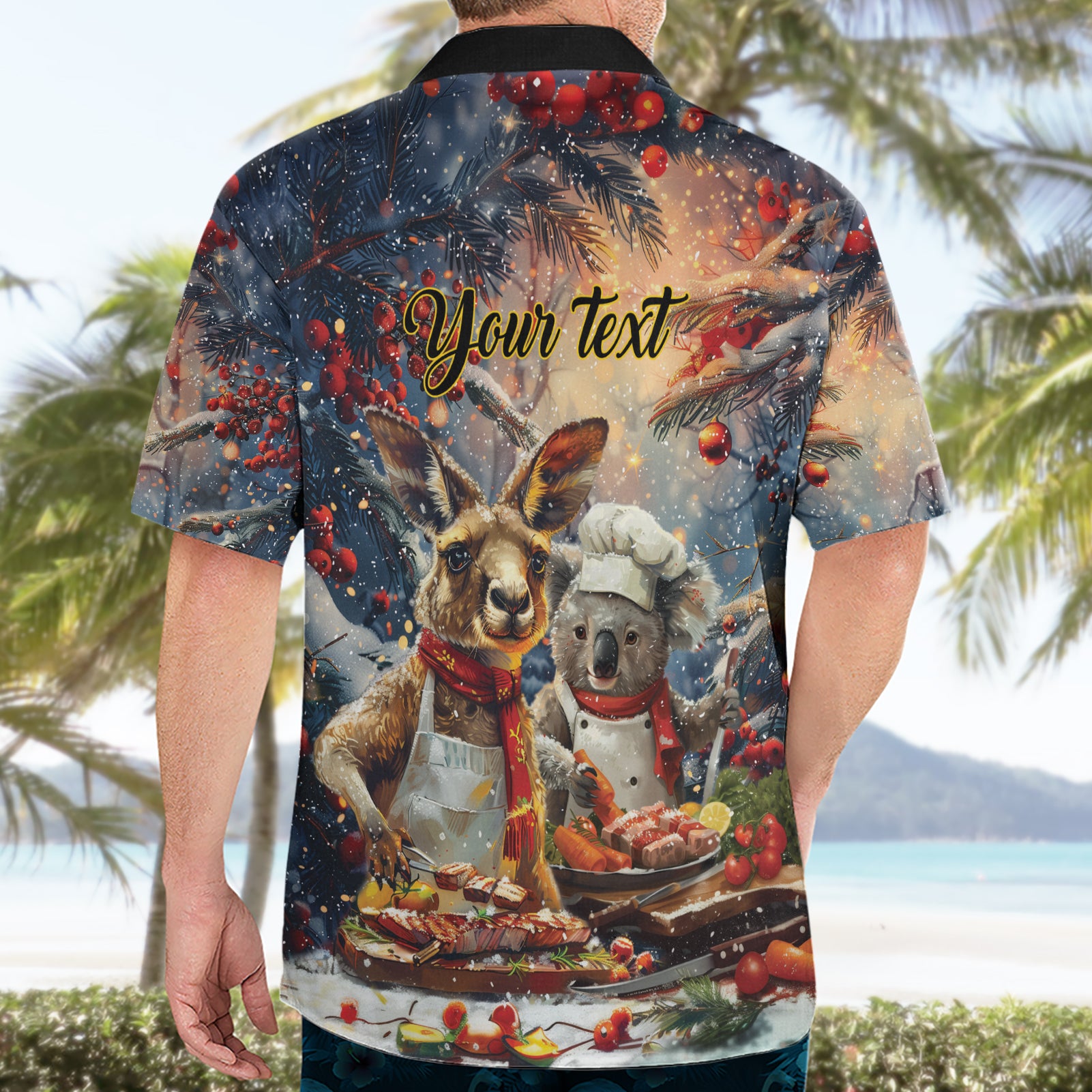 Personalised Aussie Christmas Kangaroo and Koala Hawaiian Shirt - Vibe Hoodie Shop