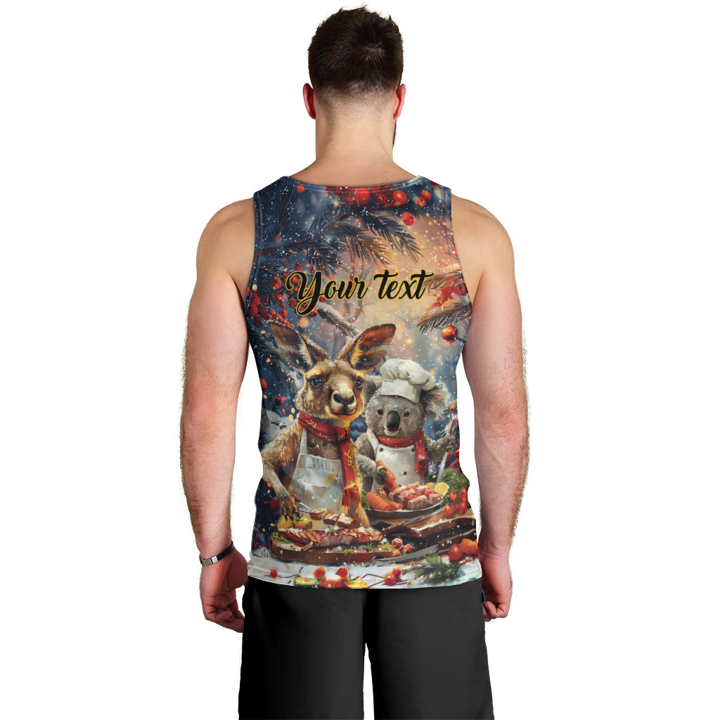 Personalised Aussie Christmas Kangaroo and Koala Men Tank Top - Vibe Hoodie Shop