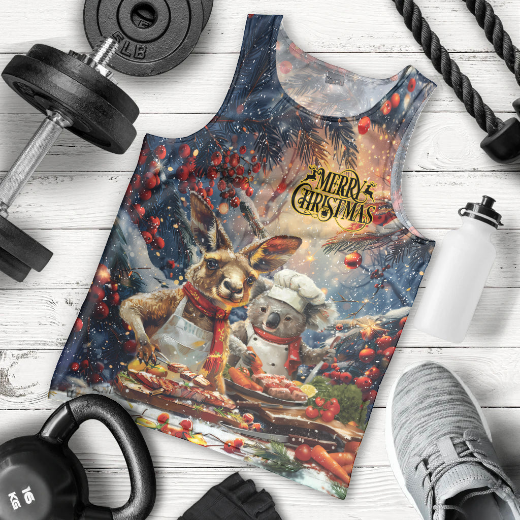 Personalised Aussie Christmas Kangaroo and Koala Men Tank Top - Vibe Hoodie Shop