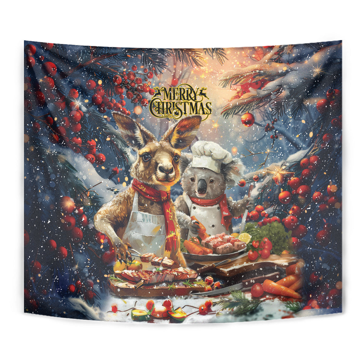 Aussie Christmas Kangaroo and Koala Tapestry - Vibe Hoodie Shop