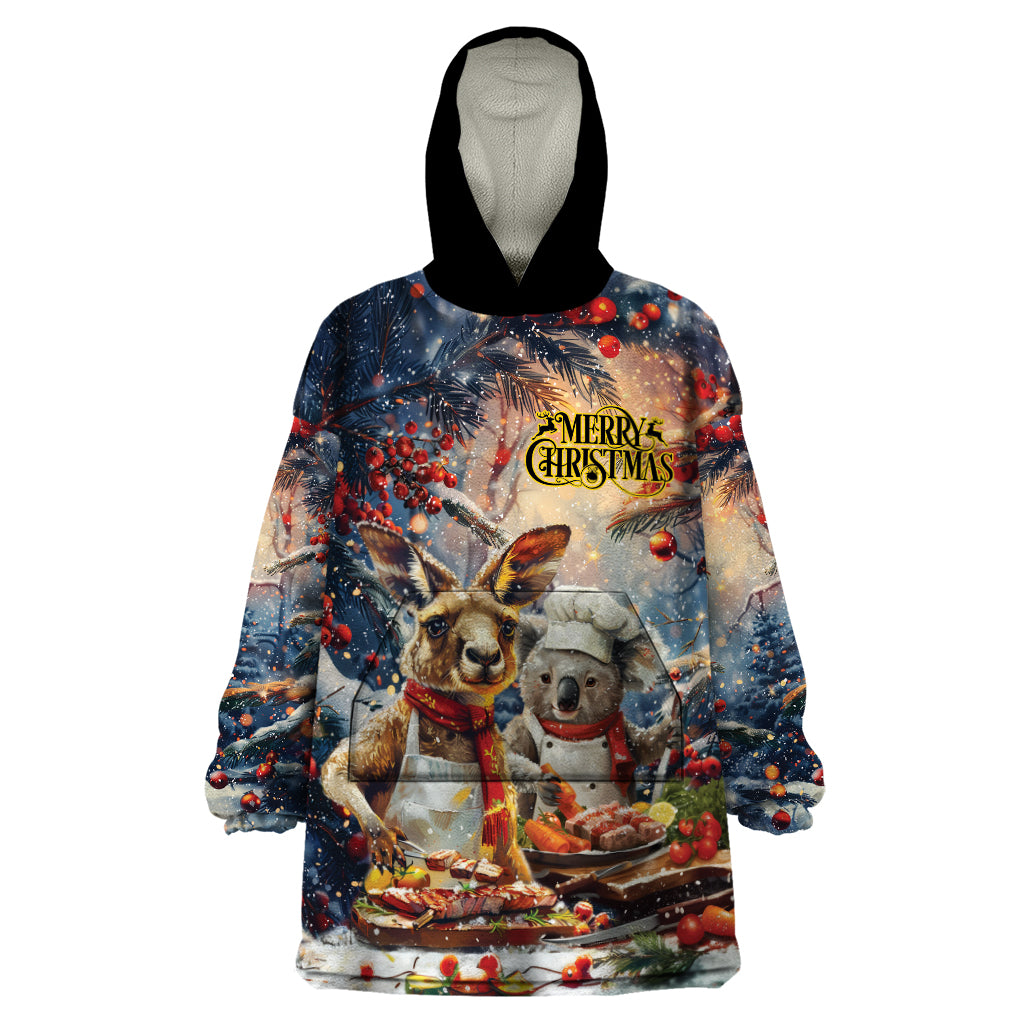 Personalised Aussie Christmas Kangaroo and Koala Wearable Blanket Hoodie - Vibe Hoodie Shop