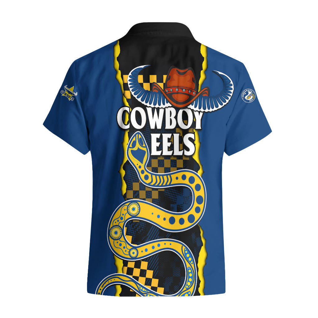 NRL Combine Cowboys and Parra Eels Hawaiian Shirt Sporty Style - Vibe Hoodie Shop