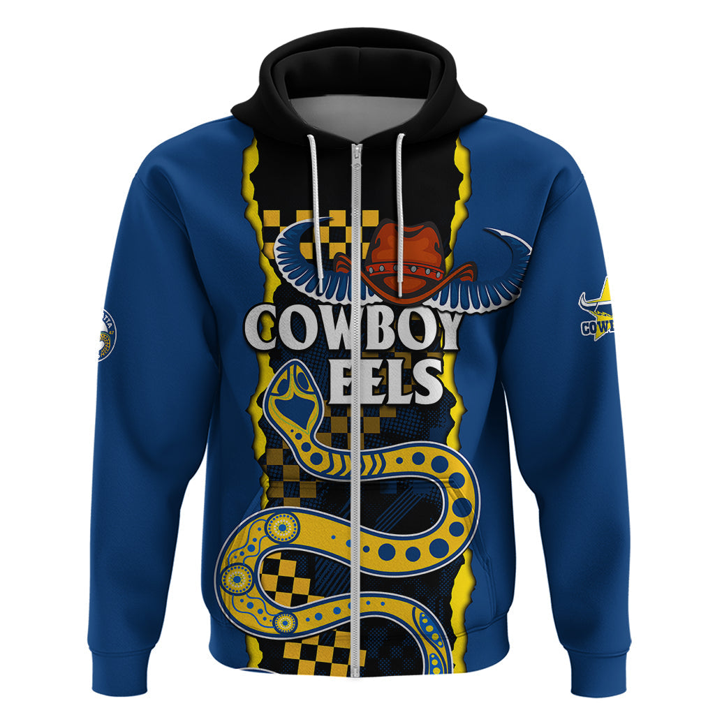 NRL Combine Cowboys and Parra Eels Hoodie Sporty Style LT9 - Vibe Hoodie Shop