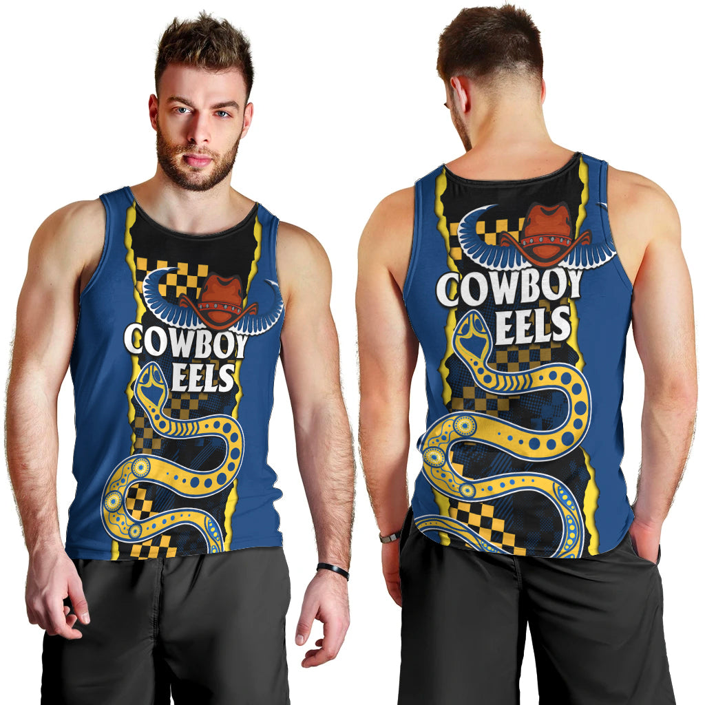 NRL Combine Cowboys and Parra Eels Men Tank Top Sporty Style - Vibe Hoodie Shop