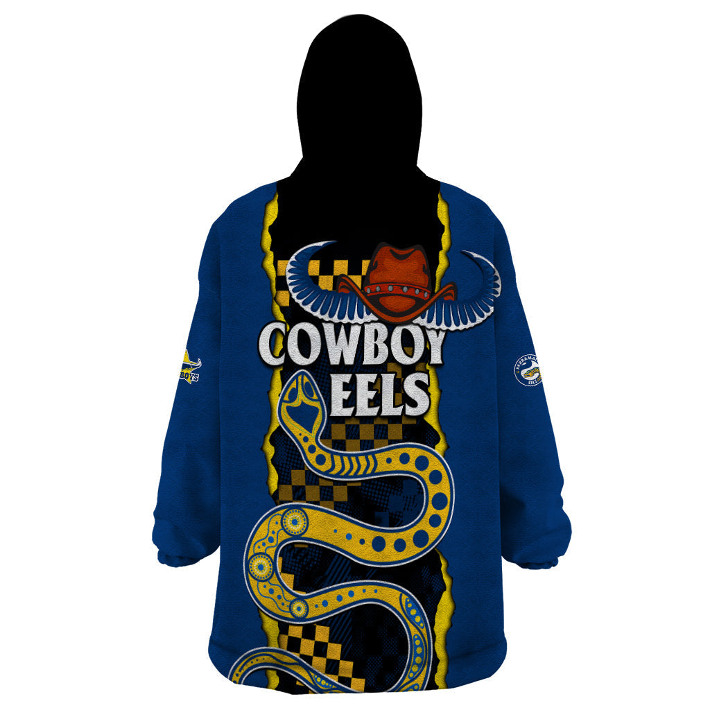 NRL Combine Cowboys and Parra Eels Wearable Blanket Hoodie Sporty Style - Vibe Hoodie Shop