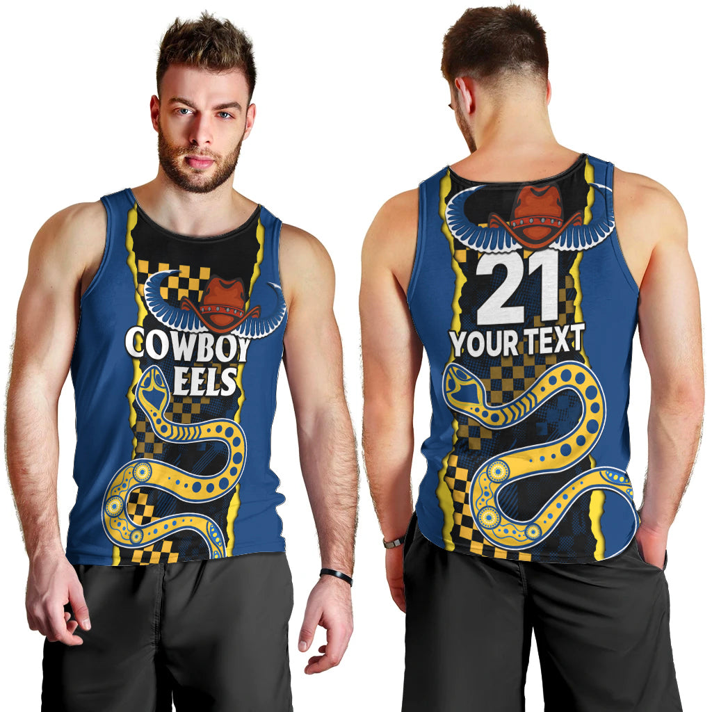 (Custom Text And Number) NRL Combine Cowboys and Parra Eels Men Tank Top Sporty Style - Vibe Hoodie Shop