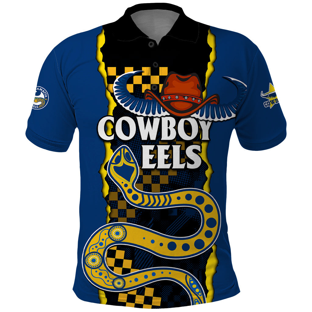 (Custom Text And Number) NRL Combine Cowboys and Parra Eels Polo Shirt Sporty Style LT9 - Vibe Hoodie Shop