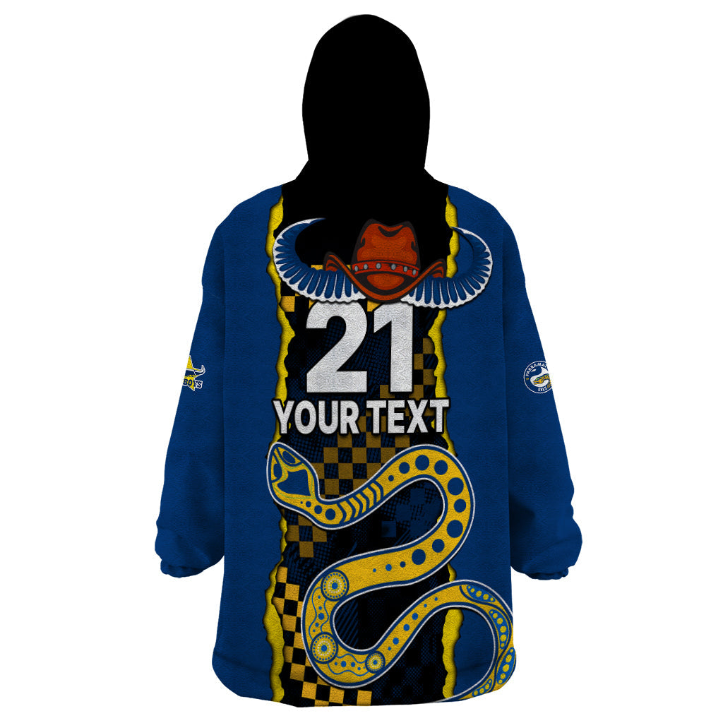 (Custom Text And Number) NRL Combine Cowboys and Parra Eels Wearable Blanket Hoodie Sporty Style - Vibe Hoodie Shop