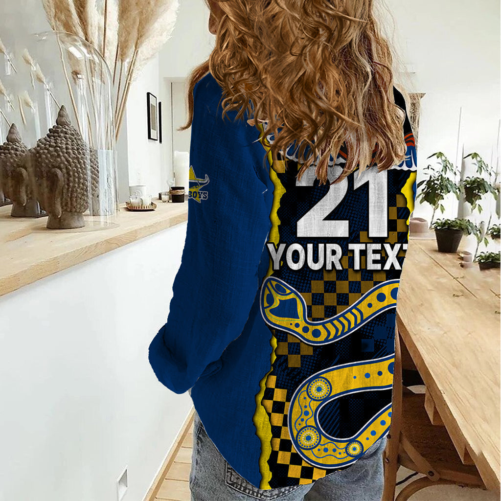 (Custom Text And Number) NRL Combine Cowboys and Parra Eels Women Casual Shirt Sporty Style - Vibe Hoodie Shop
