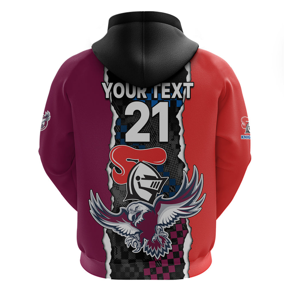 (Custom Text And Number) NRL Combine Knights Sea Eagles Hoodie Sporty Style LT9 - Vibe Hoodie Shop