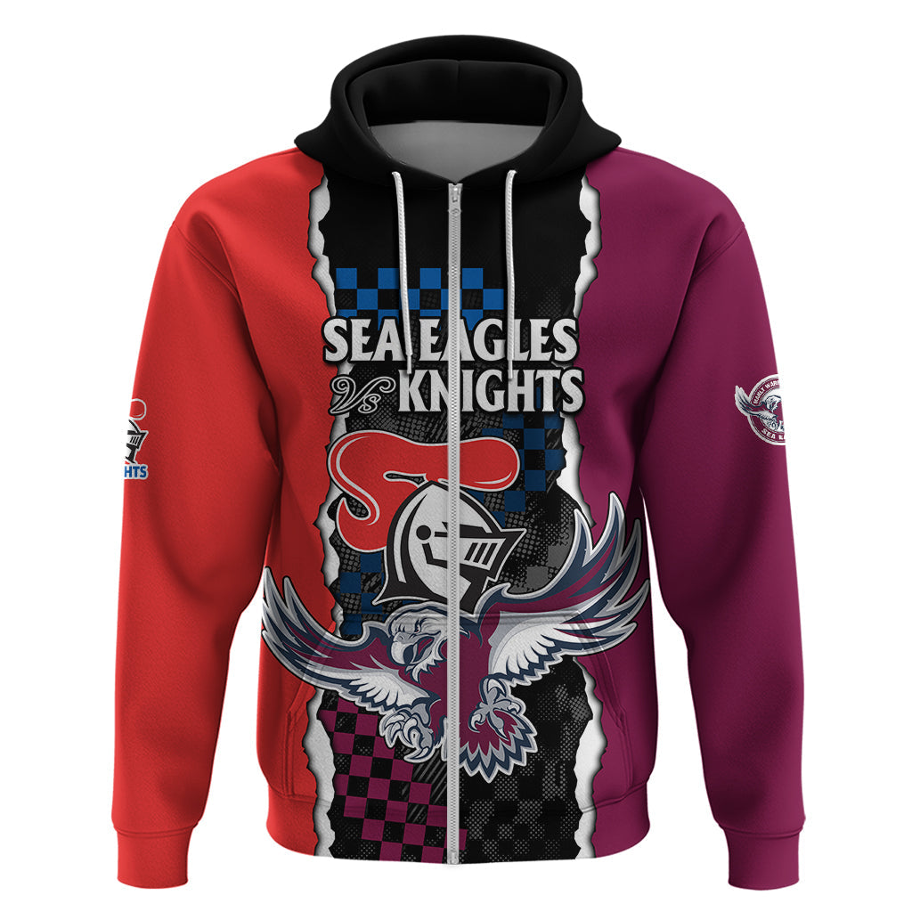 (Custom Text And Number) NRL Combine Knights Sea Eagles Hoodie Sporty Style LT9 - Vibe Hoodie Shop
