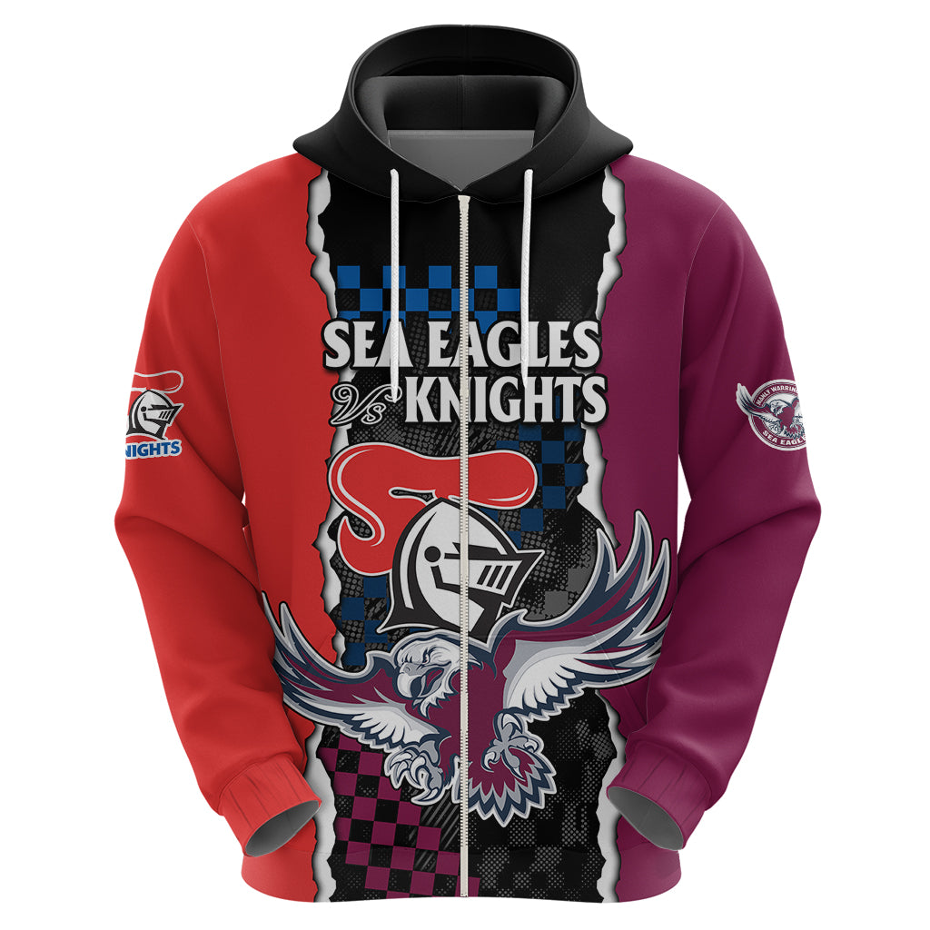 (Custom Text And Number) NRL Combine Knights Sea Eagles Hoodie Sporty Style LT9 - Vibe Hoodie Shop
