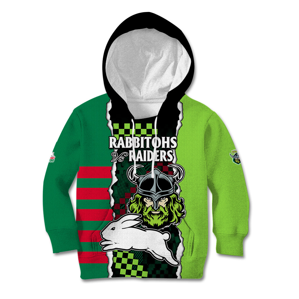 NRL Combine Rabbitohs and Raiders Kid Hoodie Sporty Style - Vibe Hoodie Shop