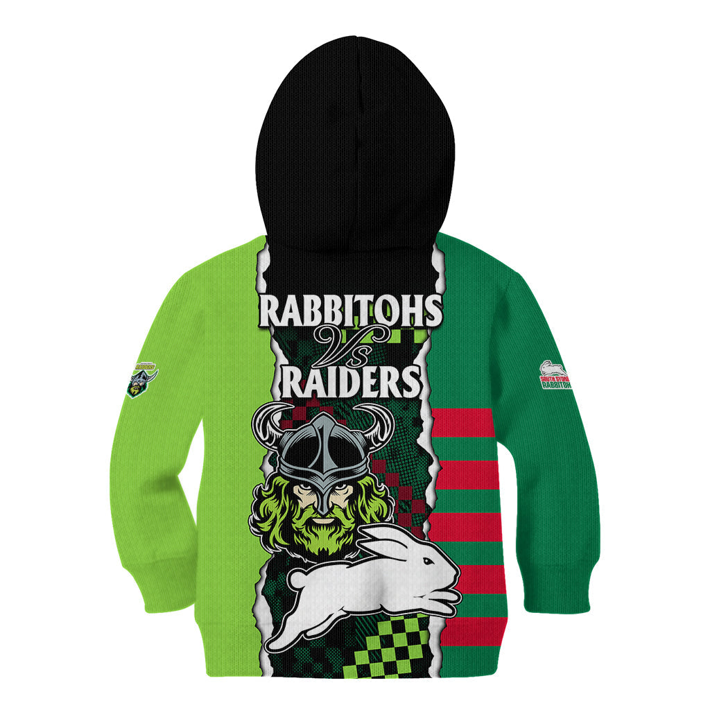 NRL Combine Rabbitohs and Raiders Kid Hoodie Sporty Style - Vibe Hoodie Shop
