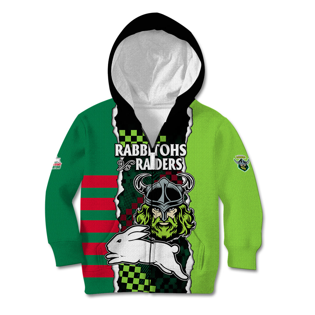 NRL Combine Rabbitohs and Raiders Kid Hoodie Sporty Style - Vibe Hoodie Shop