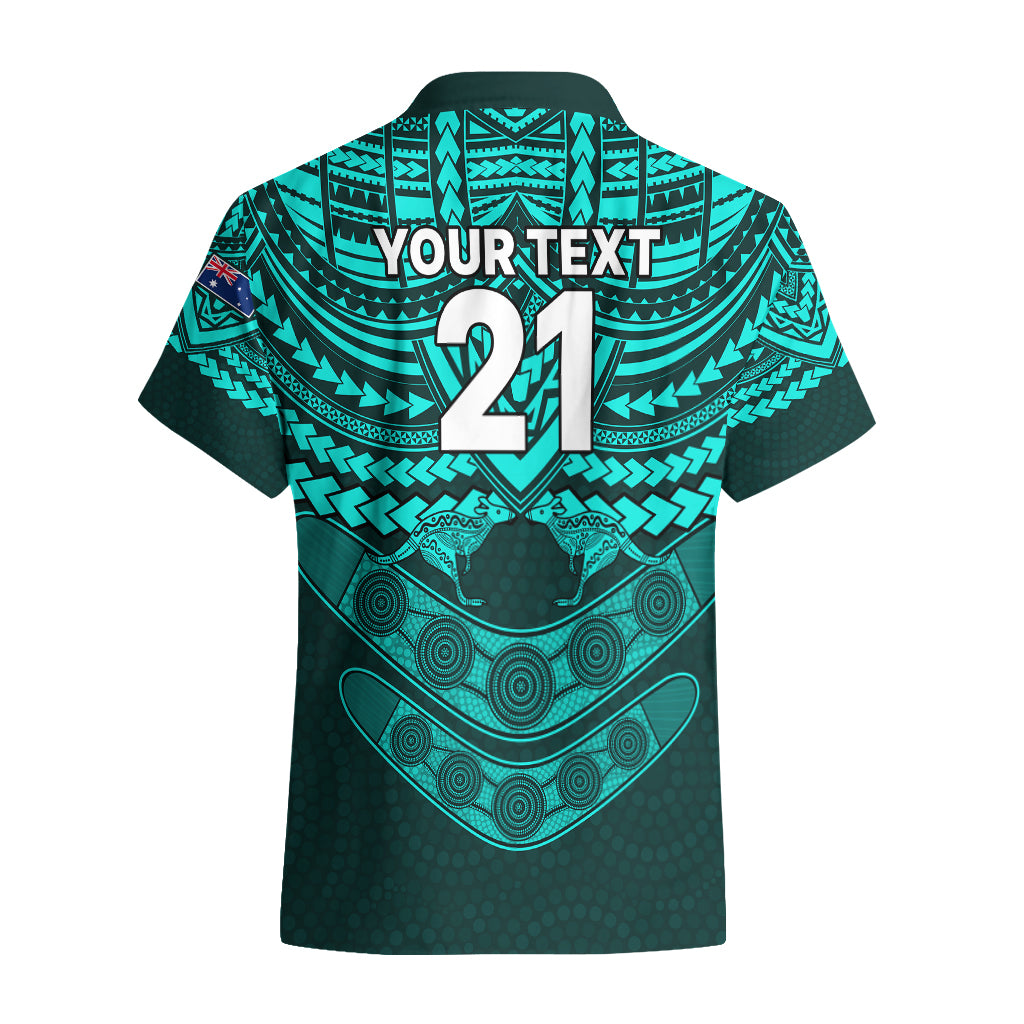Custom Matildas Soccer Hawaiian Shirt Polynesian and Aboriginal Turquoise Vibe - Vibe Hoodie Shop