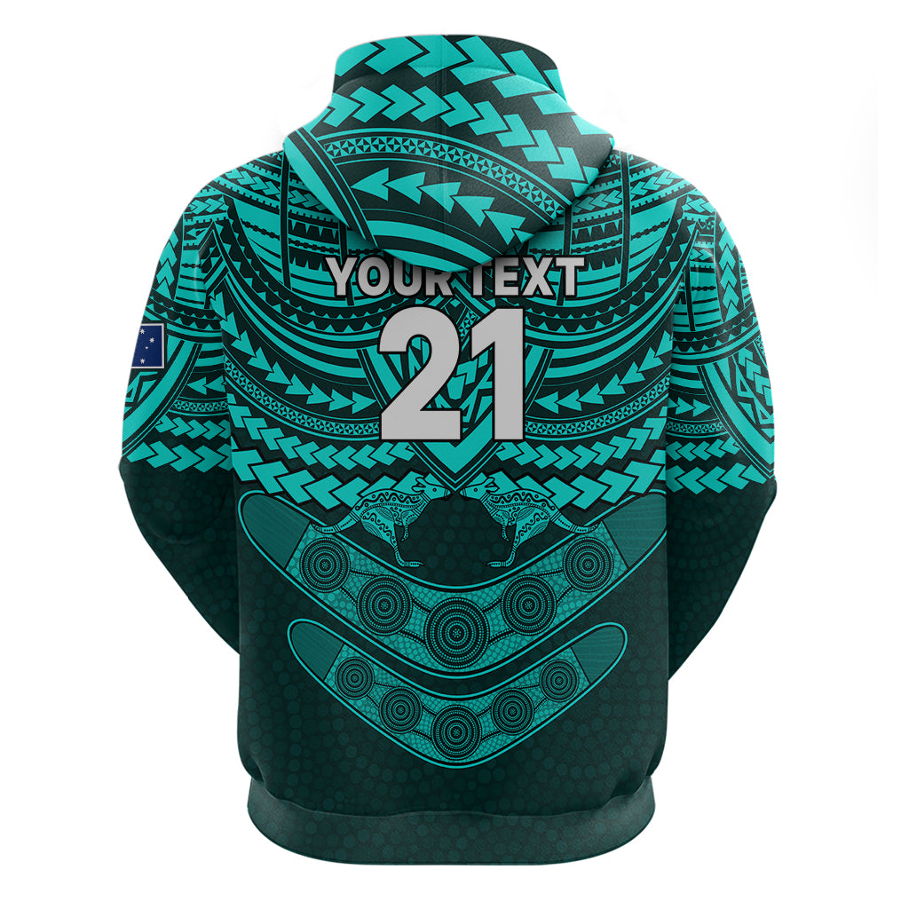 Custom Matildas Soccer Hoodie Polynesian and Aboriginal Turquoise Vibe LT9 - Vibe Hoodie Shop