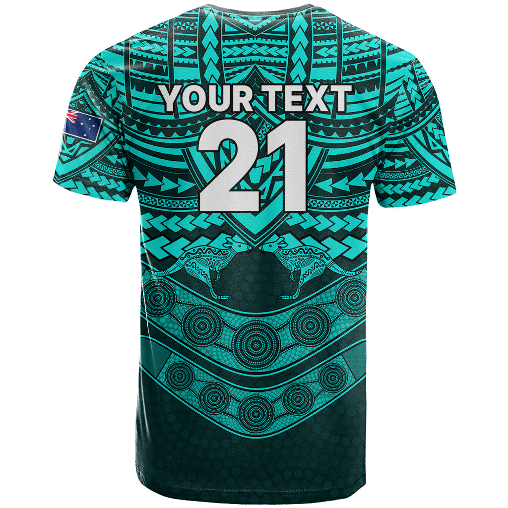 Custom Matildas Soccer T Shirt Polynesian and Aboriginal Turquoise Vibe LT9 - Vibe Hoodie Shop