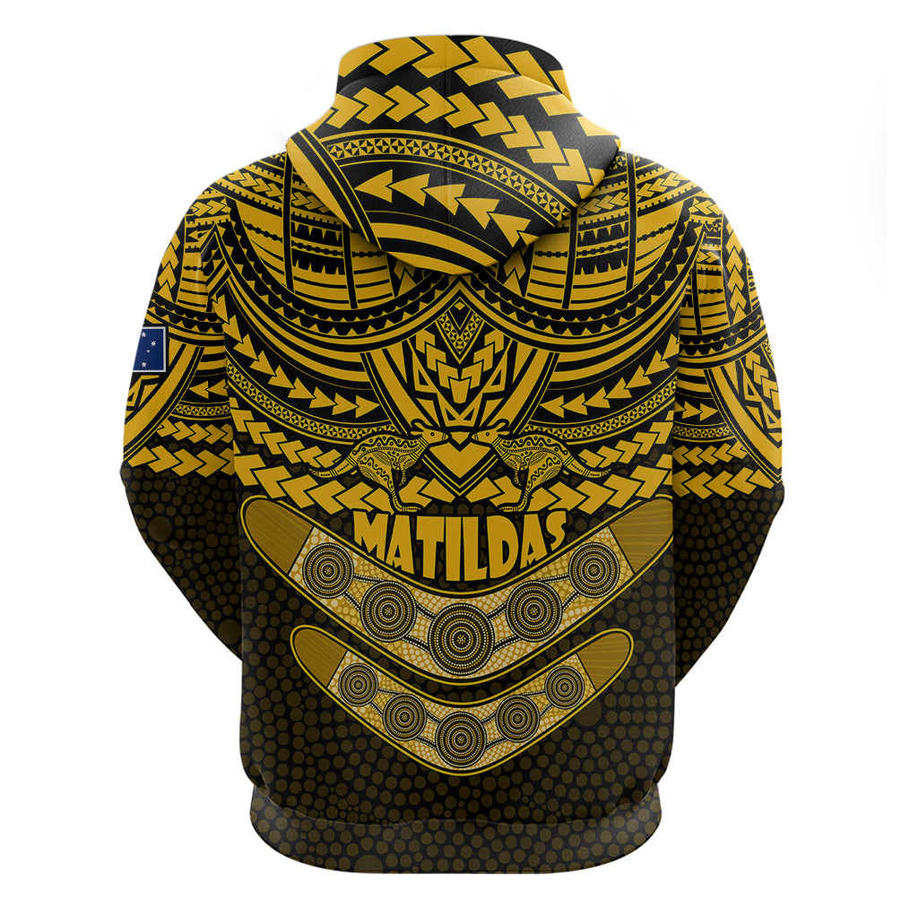 Matildas Soccer Hoodie Polynesian and Aboriginal Gold Vibe LT9 - Vibe Hoodie Shop