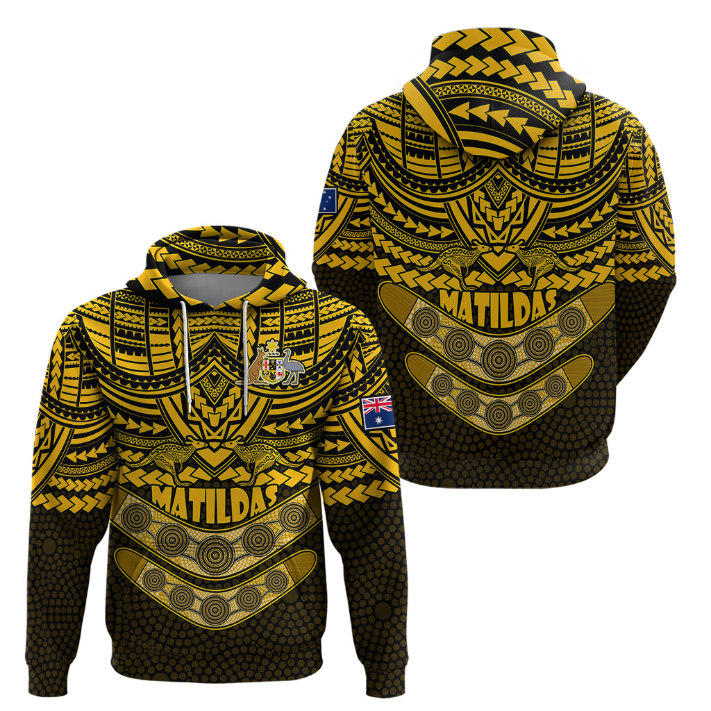 Matildas Soccer Hoodie Polynesian and Aboriginal Gold Vibe LT9 - Vibe Hoodie Shop