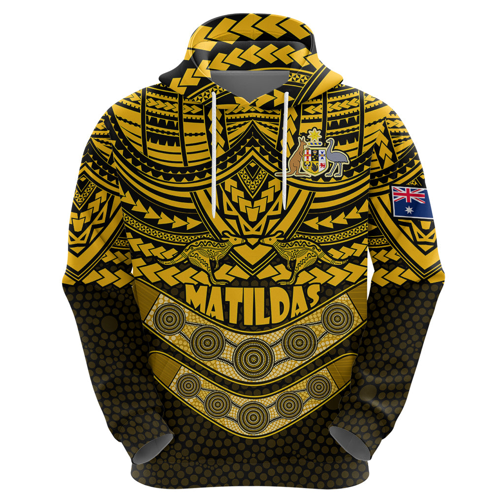 Matildas Soccer Hoodie Polynesian and Aboriginal Gold Vibe LT9 - Vibe Hoodie Shop