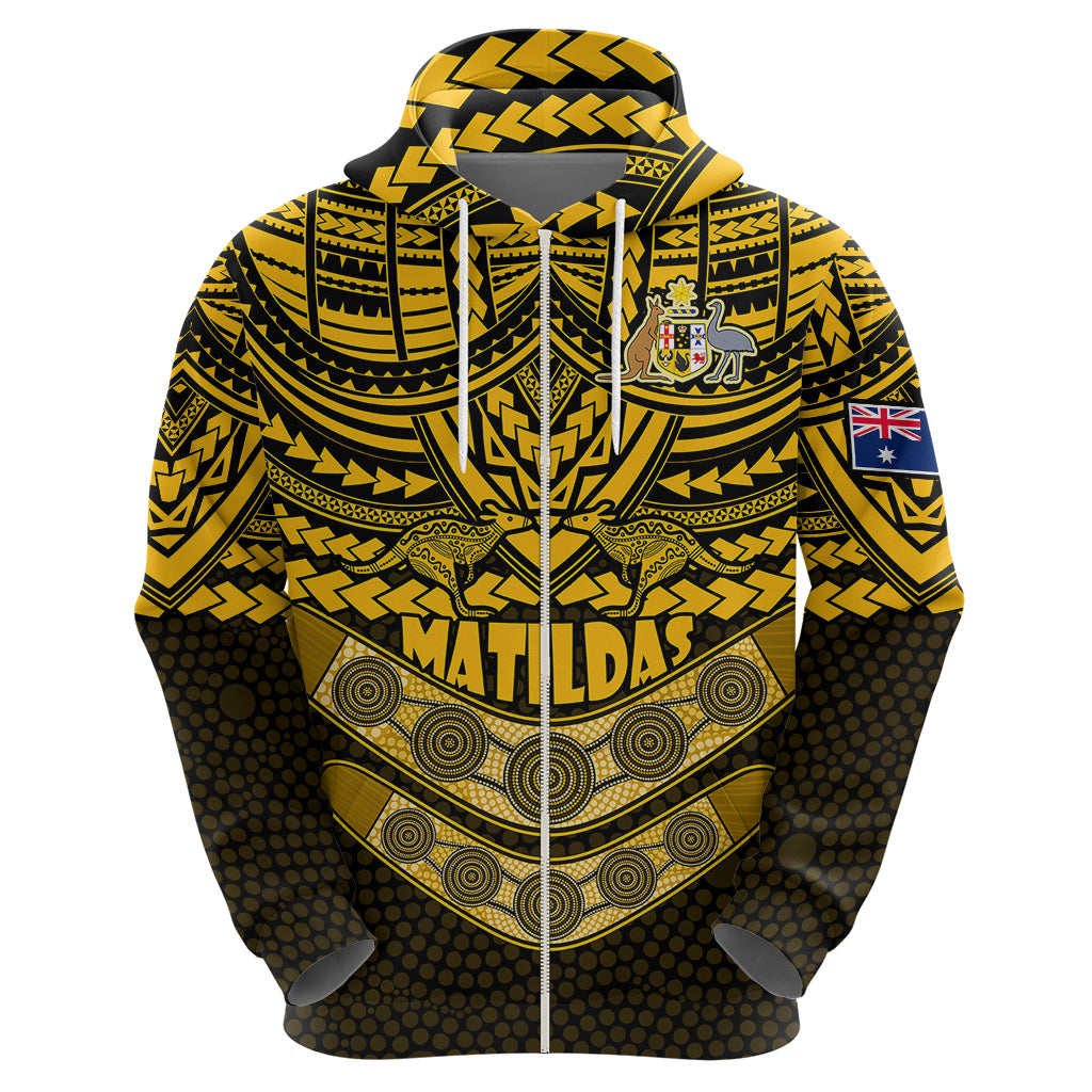 Matildas Soccer Hoodie Polynesian and Aboriginal Gold Vibe LT9 - Vibe Hoodie Shop
