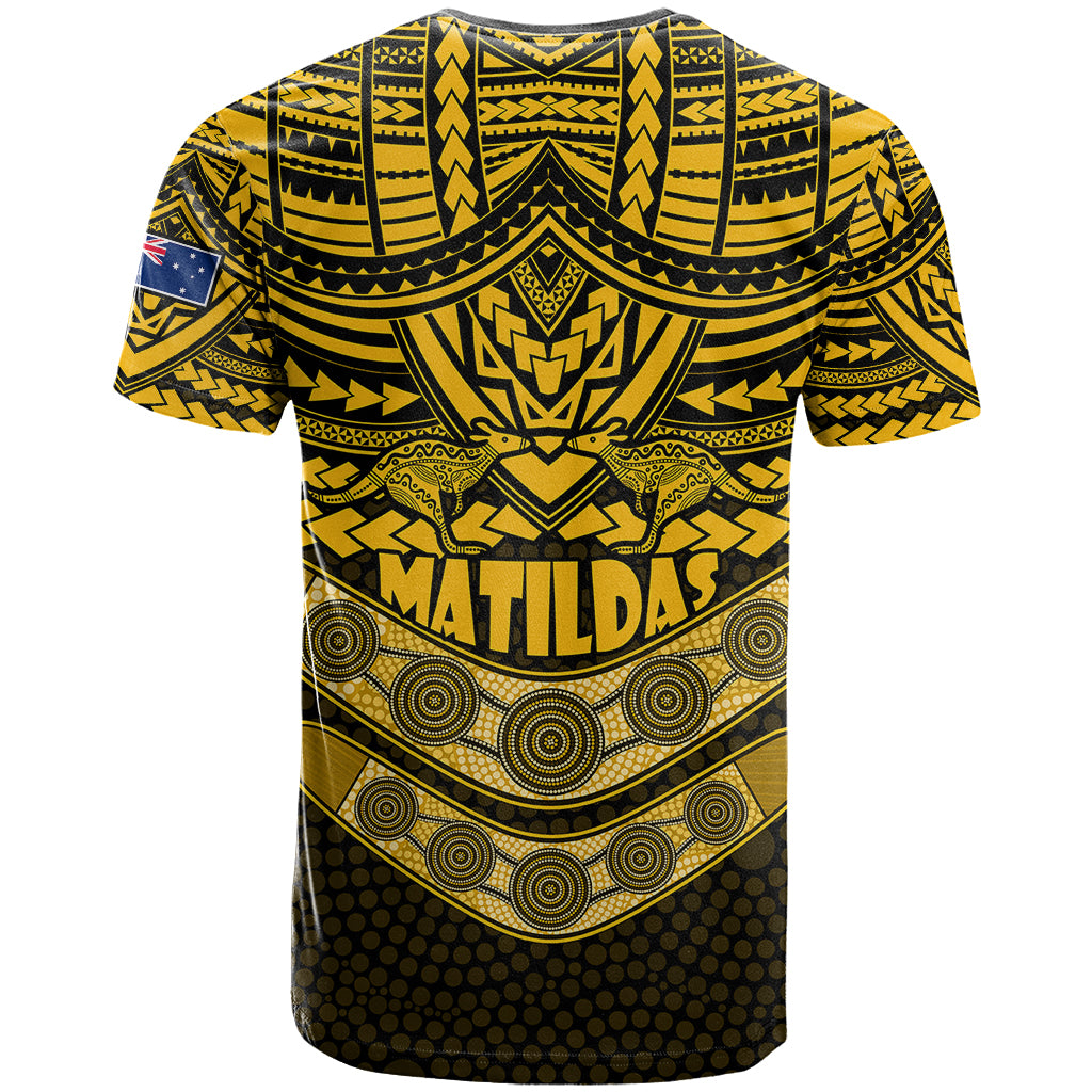 Matildas Soccer T Shirt Polynesian and Aboriginal Gold Vibe LT9 - Vibe Hoodie Shop