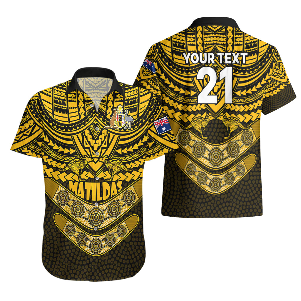 Custom Matildas Soccer Hawaiian Shirt Polynesian and Aboriginal Gold Vibe - Vibe Hoodie Shop
