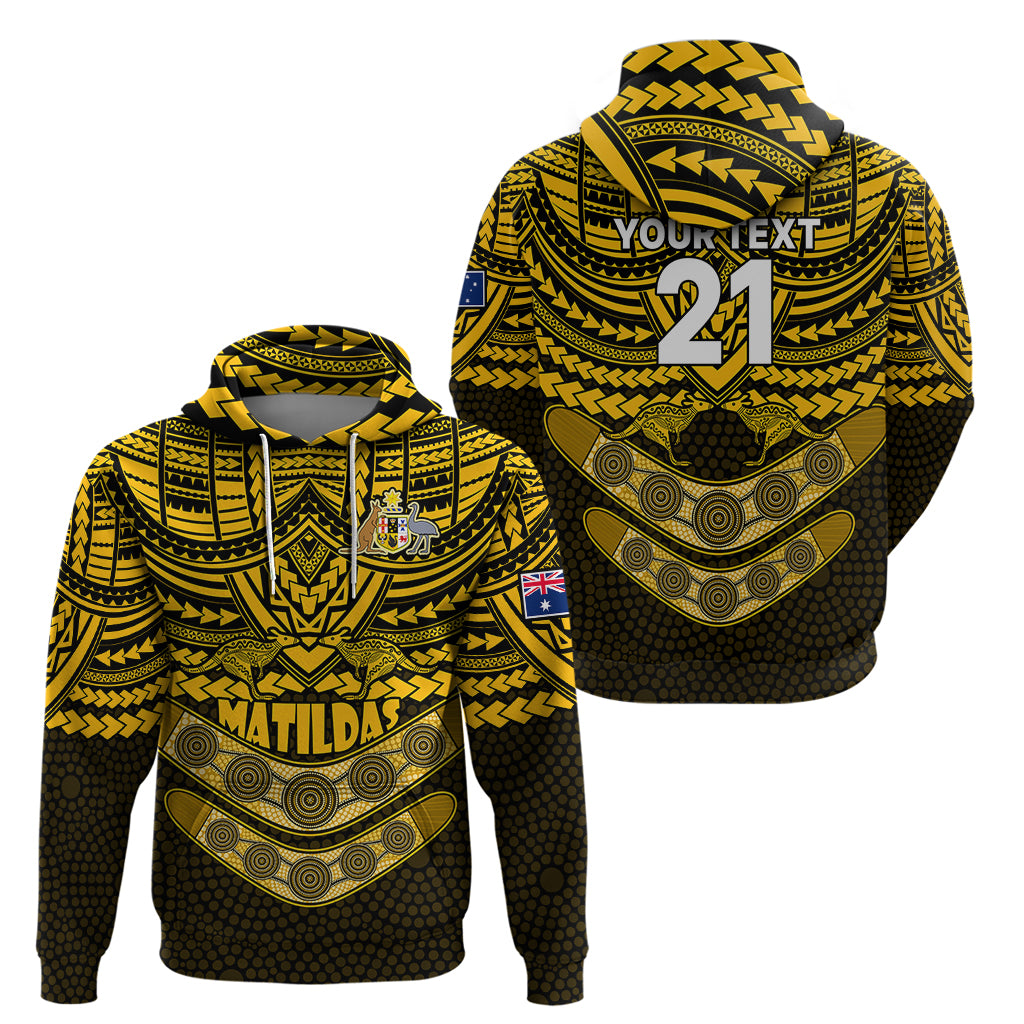 Custom Matildas Soccer Hoodie Polynesian and Aboriginal Gold Vibe LT9 - Vibe Hoodie Shop