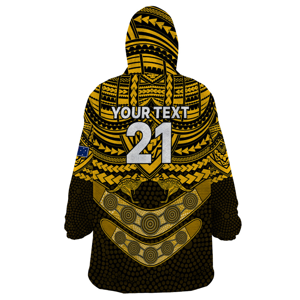 Custom Matildas Soccer Wearable Blanket Hoodie Polynesian and Aboriginal Gold Vibe - Vibe Hoodie Shop