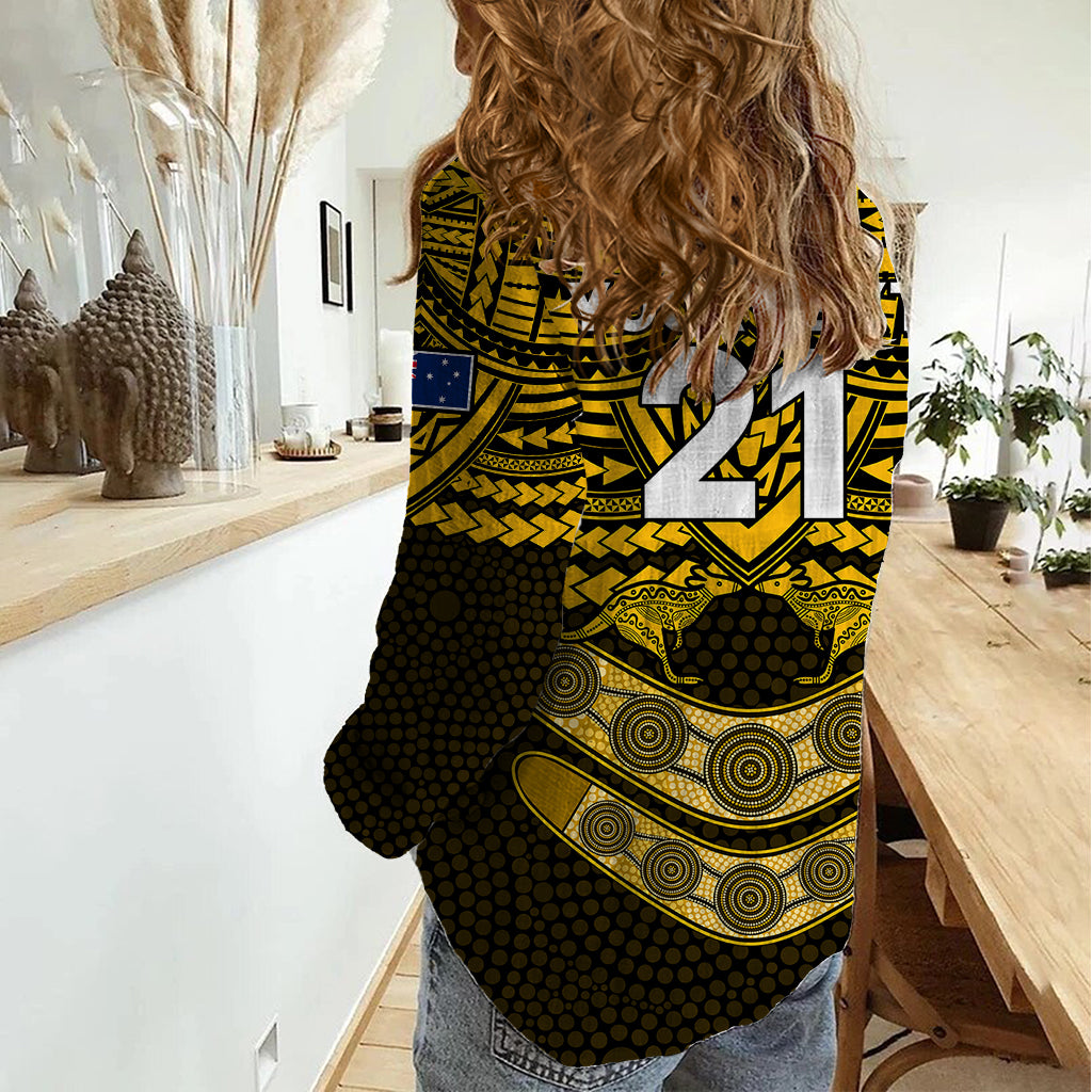 Custom Matildas Soccer Women Casual Shirt Polynesian and Aboriginal Gold Vibe - Vibe Hoodie Shop