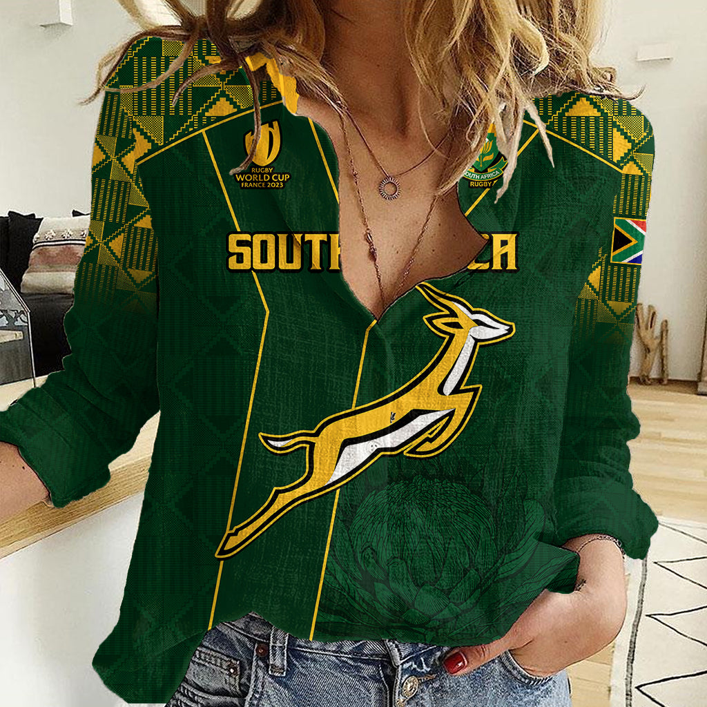 Springboks Rugby Women Casual Shirt South Africa Go Champions World Cup 2023 - Vibe Hoodie Shop