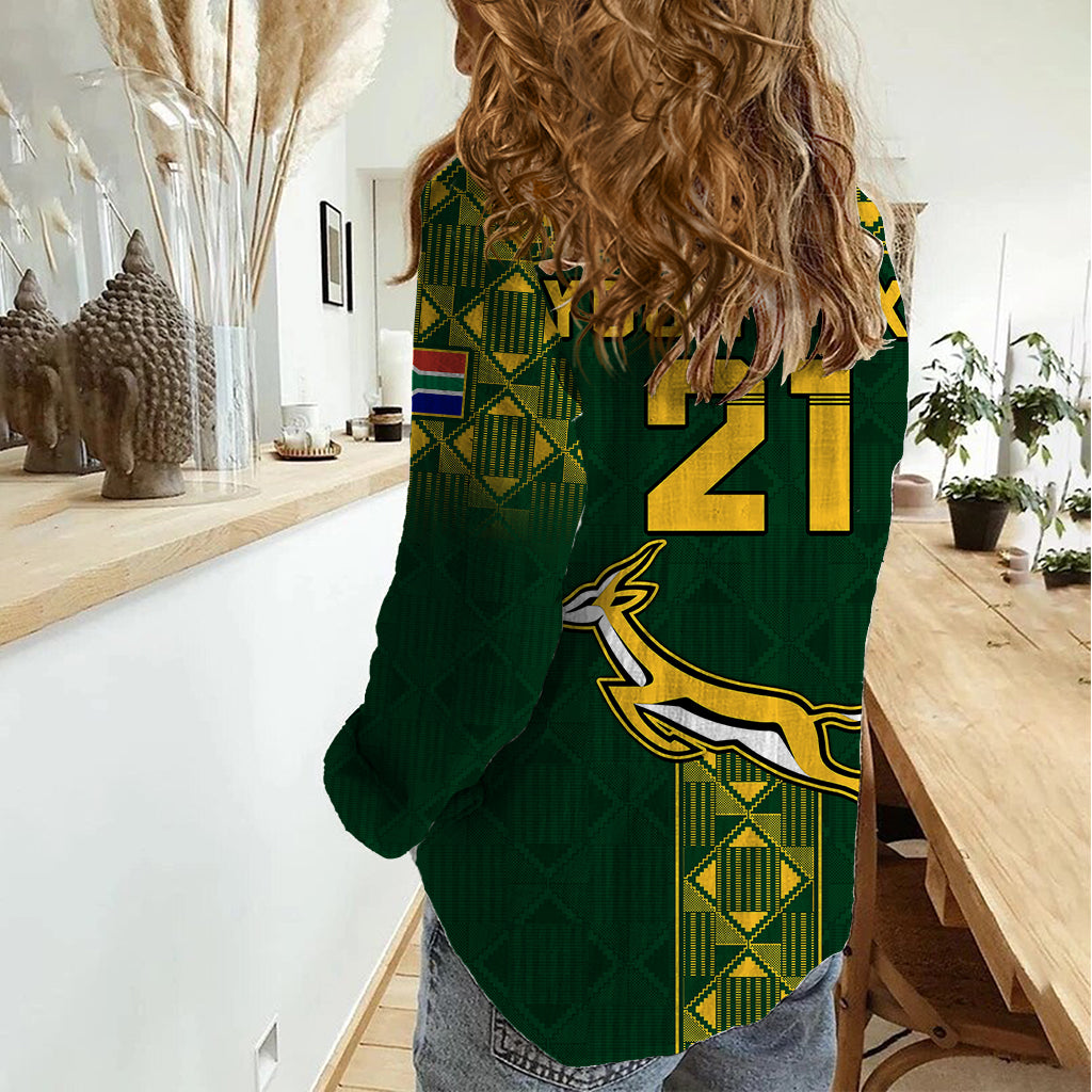 Custom Springboks Rugby Women Casual Shirt South Africa Go Champions World Cup 2023 - Vibe Hoodie Shop