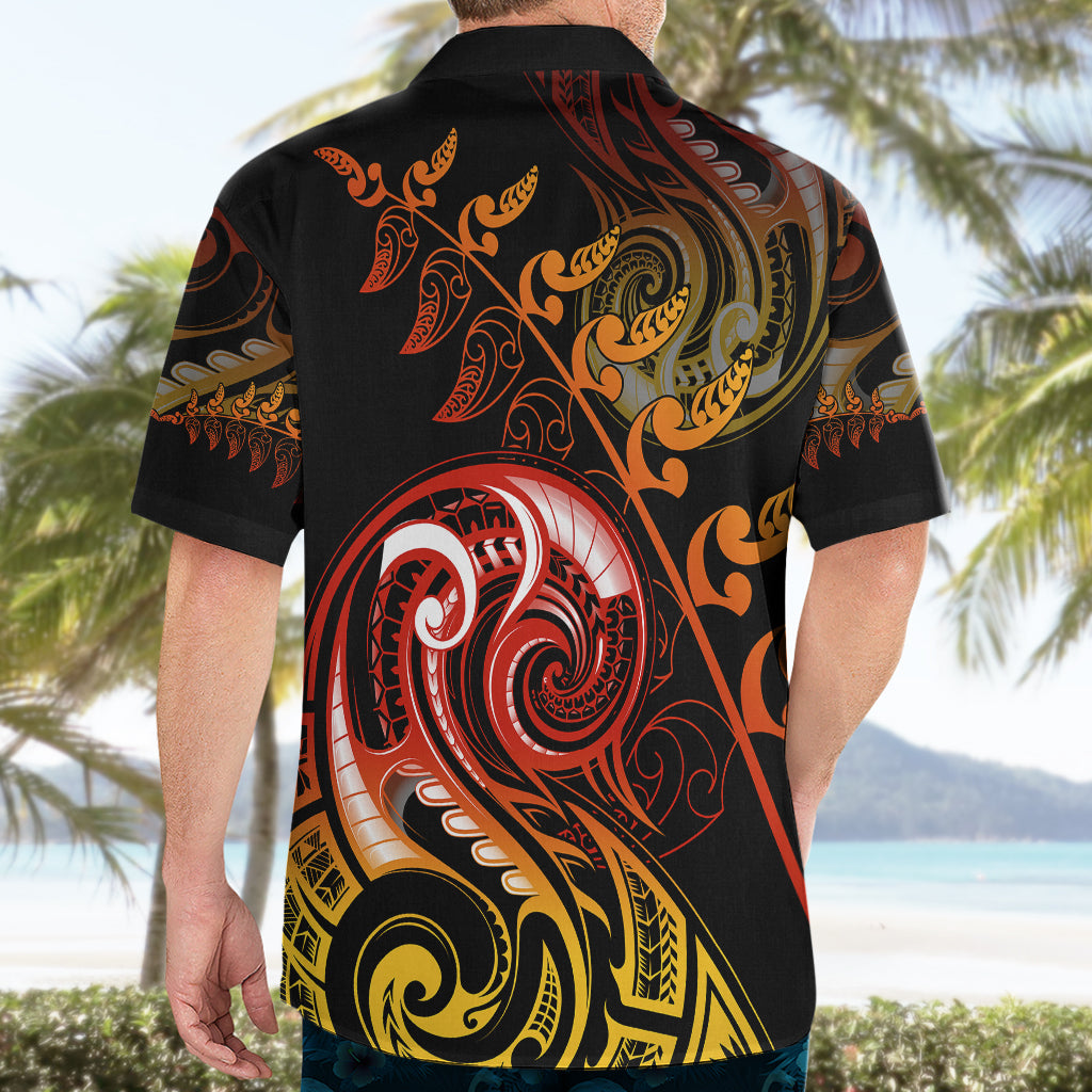 New Zealand Hawaiian Shirt Aotearoa Wisdom Face Maori Fern Tattoo Arty - Vibe Hoodie Shop