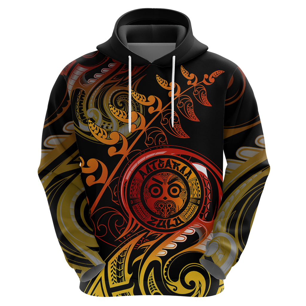 New Zealand Hoodie Aotearoa Wisdom Face Maori Fern Tattoo Arty LT9 - Vibe Hoodie Shop