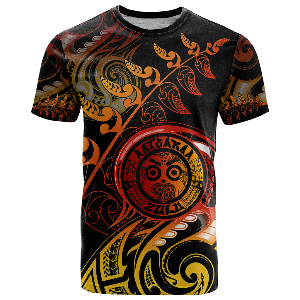 New Zealand T Shirt Aotearoa Wisdom Face Maori Fern Tattoo Arty LT9 - Vibe Hoodie Shop