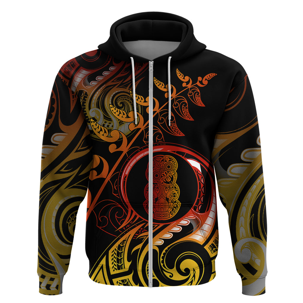 New Zealand Hoodie Aotearoa Hei-Tiki Maori Fern Tattoo Arty LT9 - Vibe Hoodie Shop