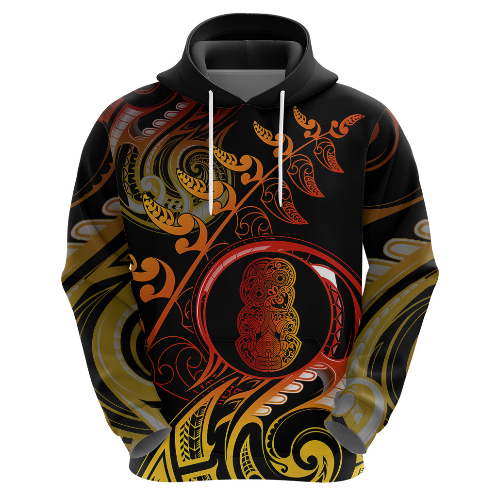 New Zealand Hoodie Aotearoa Hei-Tiki Maori Fern Tattoo Arty LT9 - Vibe Hoodie Shop