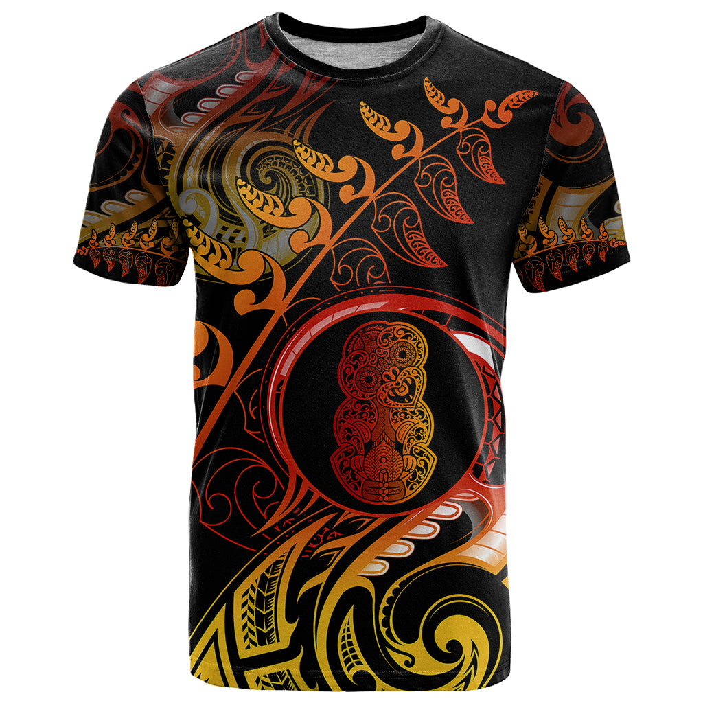 New Zealand T Shirt Aotearoa Hei-Tiki Maori Fern Tattoo Arty LT9 - Vibe Hoodie Shop