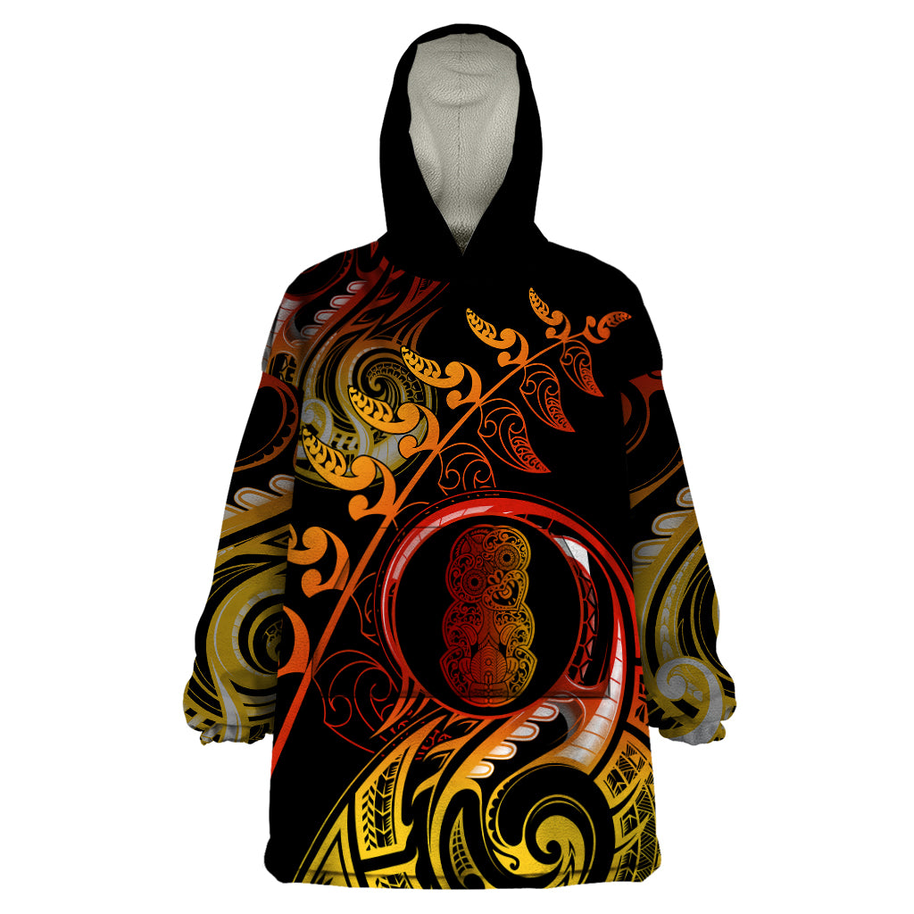 New Zealand Wearable Blanket Hoodie Aotearoa Hei-Tiki Maori Fern Tattoo Arty - Vibe Hoodie Shop