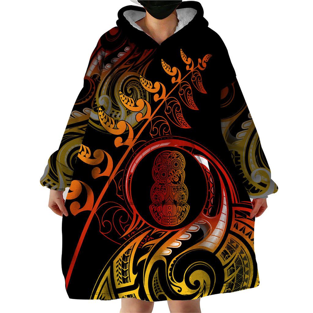 New Zealand Wearable Blanket Hoodie Aotearoa Hei-Tiki Maori Fern Tattoo Arty - Vibe Hoodie Shop