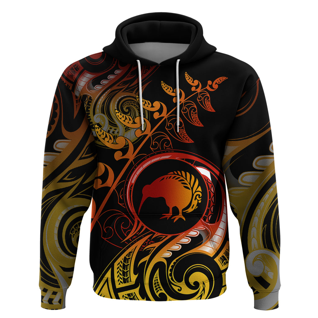 New Zealand Hoodie Aotearoa Kiwi Bird Maori Fern Tattoo Arty LT9 - Vibe Hoodie Shop
