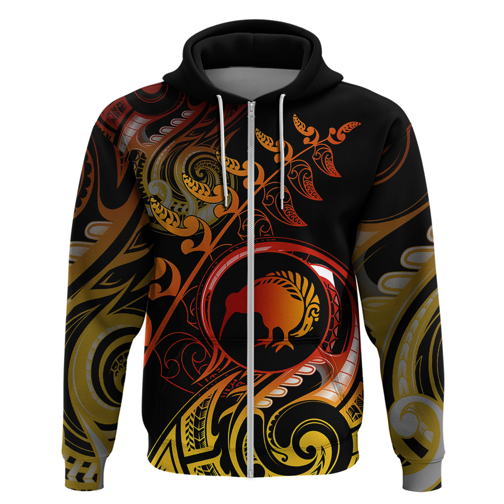 New Zealand Hoodie Aotearoa Kiwi Bird Maori Fern Tattoo Arty LT9 - Vibe Hoodie Shop