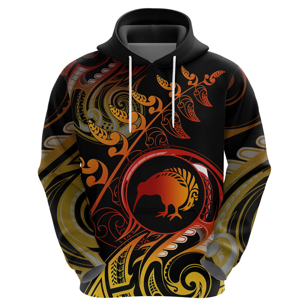 New Zealand Hoodie Aotearoa Kiwi Bird Maori Fern Tattoo Arty LT9 - Vibe Hoodie Shop