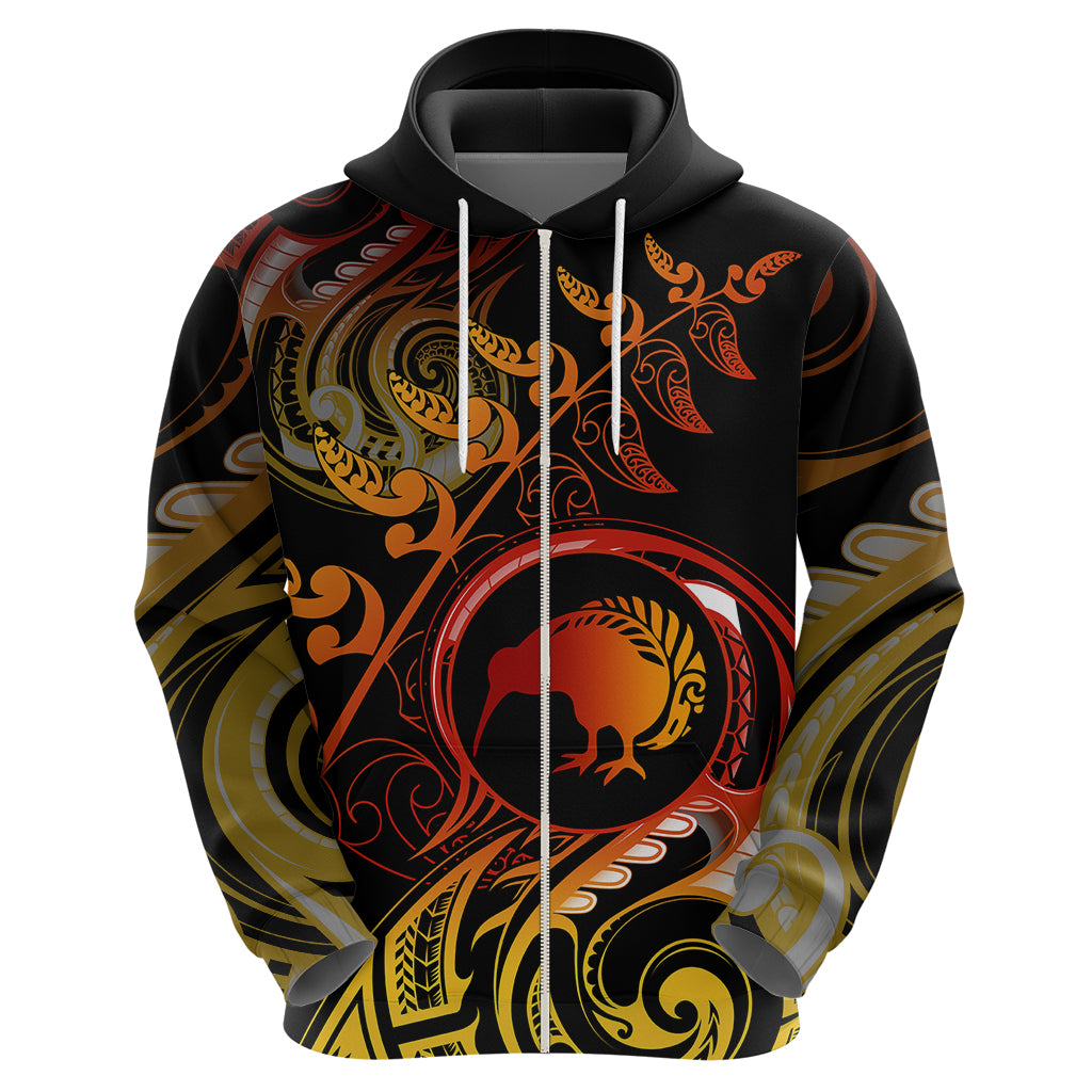 New Zealand Hoodie Aotearoa Kiwi Bird Maori Fern Tattoo Arty LT9 - Vibe Hoodie Shop
