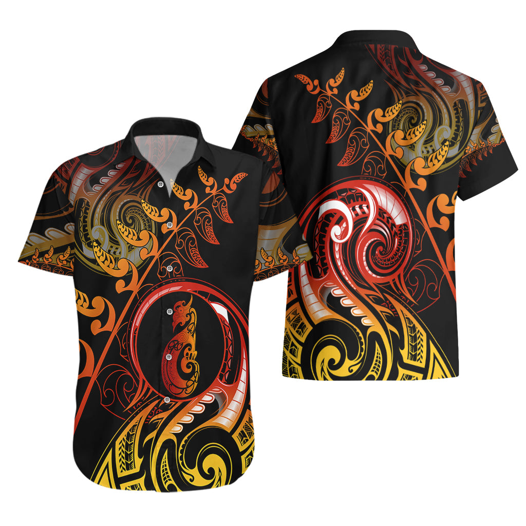 New Zealand Hawaiian Shirt Aotearoa Manaia Maori Fern Tattoo Arty - Vibe Hoodie Shop