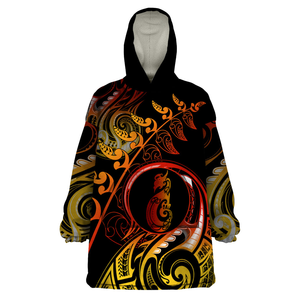 New Zealand Wearable Blanket Hoodie Aotearoa Manaia Maori Fern Tattoo Arty - Vibe Hoodie Shop