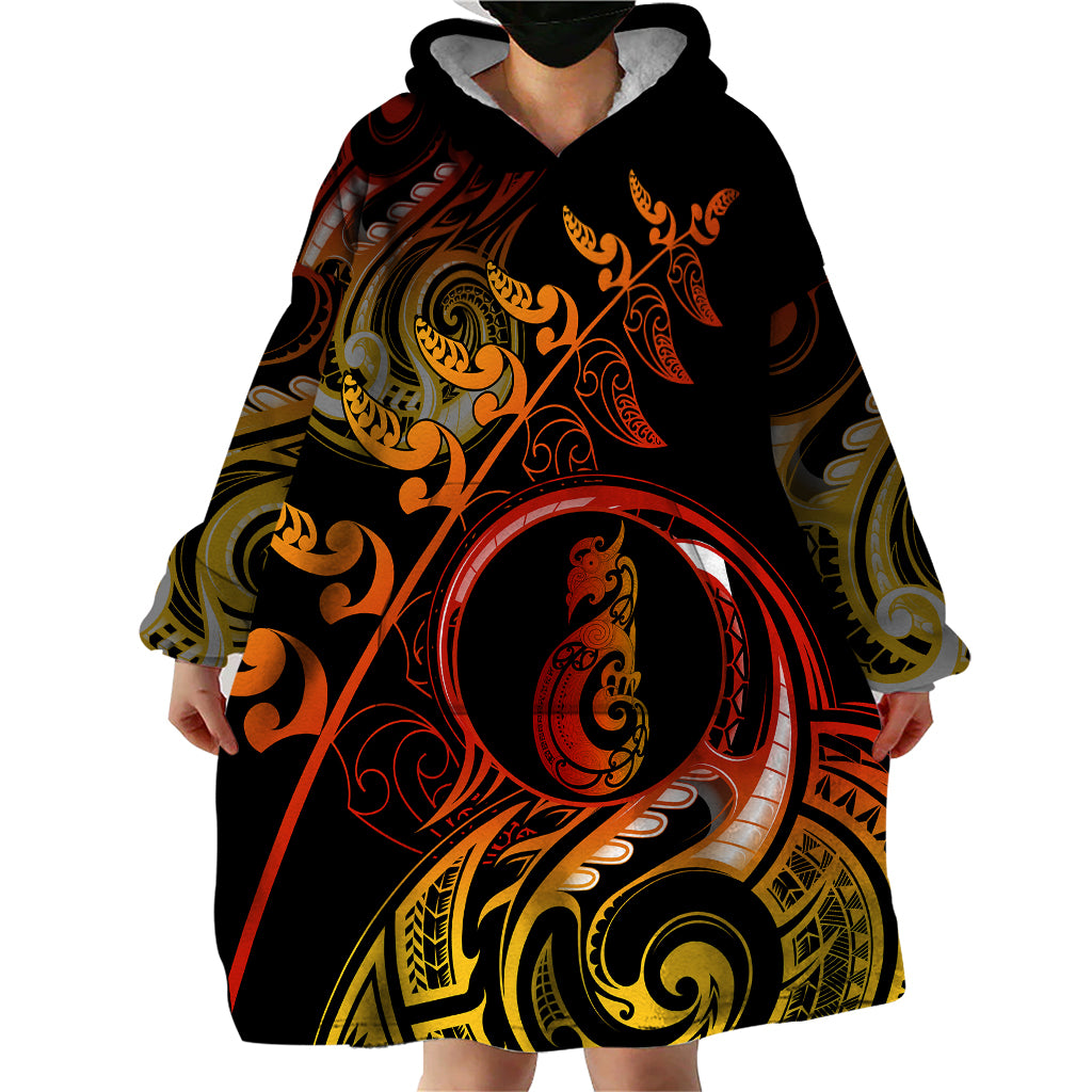 New Zealand Wearable Blanket Hoodie Aotearoa Manaia Maori Fern Tattoo Arty - Vibe Hoodie Shop