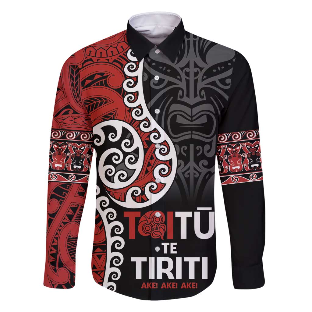 Honour The Treaty New Zealand Family Matching Long Sleeve Bodycon Dress and Hawaiian Shirt Toitu Te Tiriti Ake!Ake!Ake!